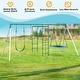 preview thumbnail 7 of 6, 5 IN 1 Metal Swing Sets for Backyard with 2 Swings, Climbing Net, Trapeze Bar