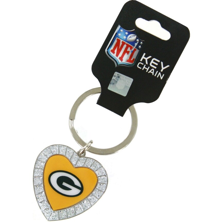 Shop Nfl Green Bay Packers Rhinestone Heart Keychain Overstock 20230729