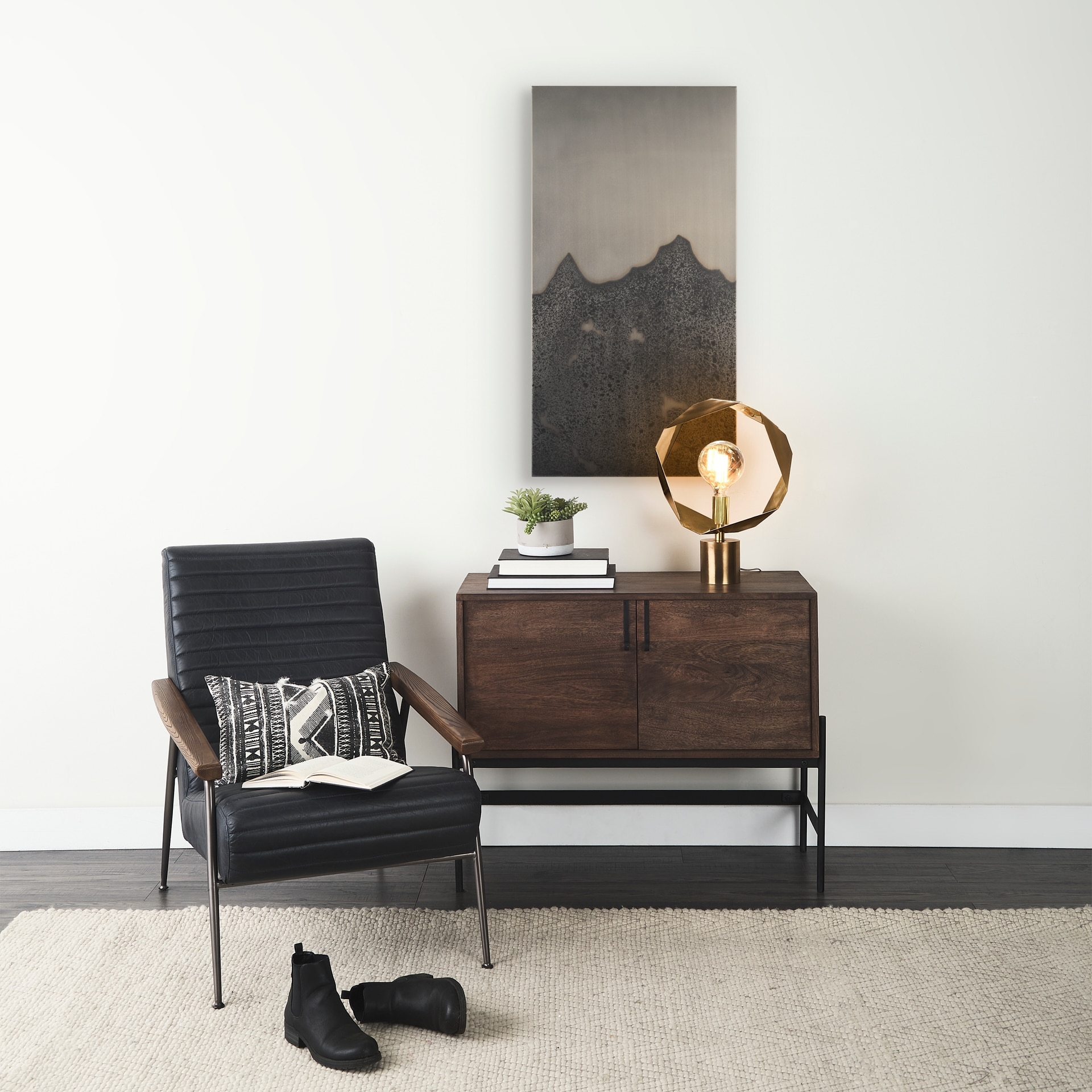 Mercana Raum Painted Monochrome w/ Acid Wash Metal Wall Art