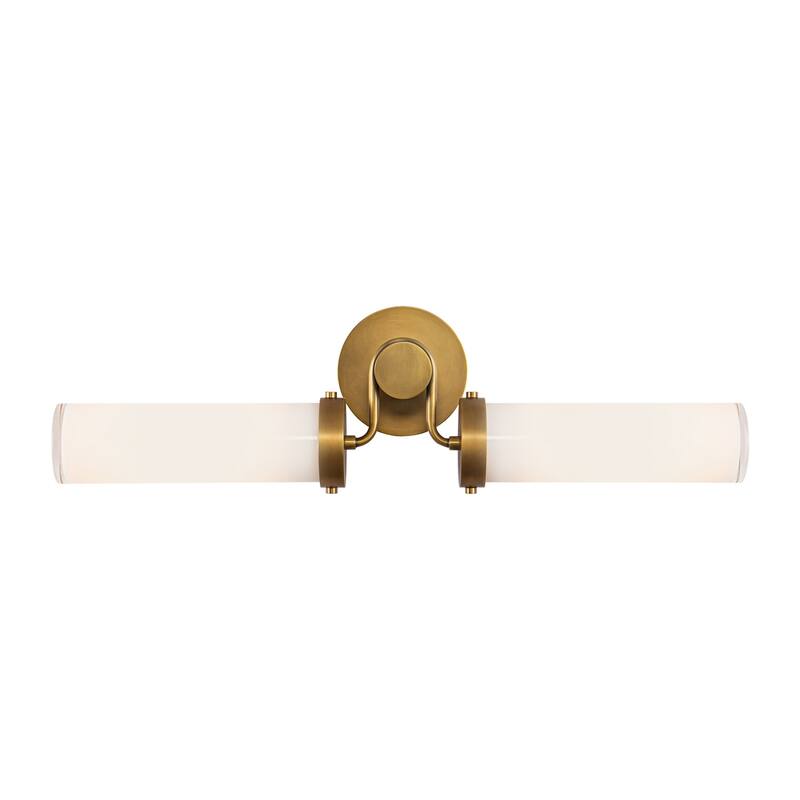 Alora Lighting WV355223 Wynwood 2 Light 7" Tall Wall Sconce - Vintage Brass / Glossy Opal Glass