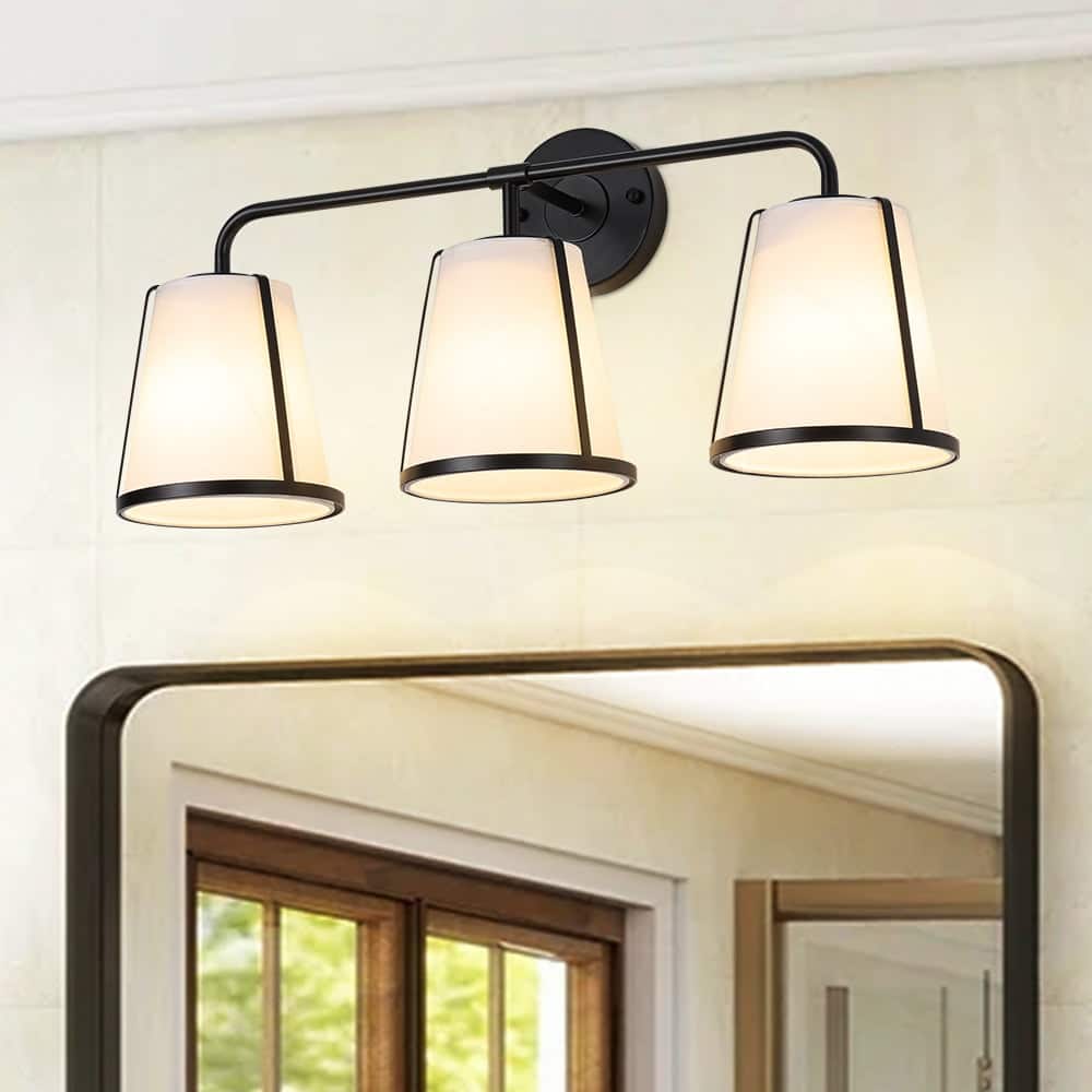 Bohemian 3-Light Ivory Fabric Shade Vanity Wall Light 24.4 in