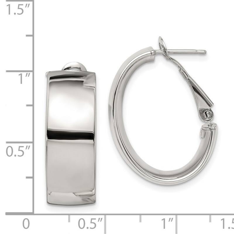 Curata 925 Sterling Silver Polished 20x10mm Omega Back Hoop Earrings