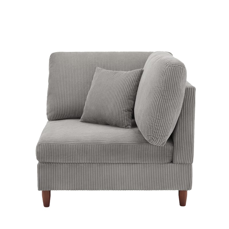 Corduroy Accent Chair with Ottoman Modular Couch Sectional Sofa