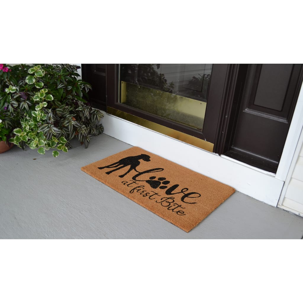 Love at first bite Dog Outdoor Coir Non Skid Doormat