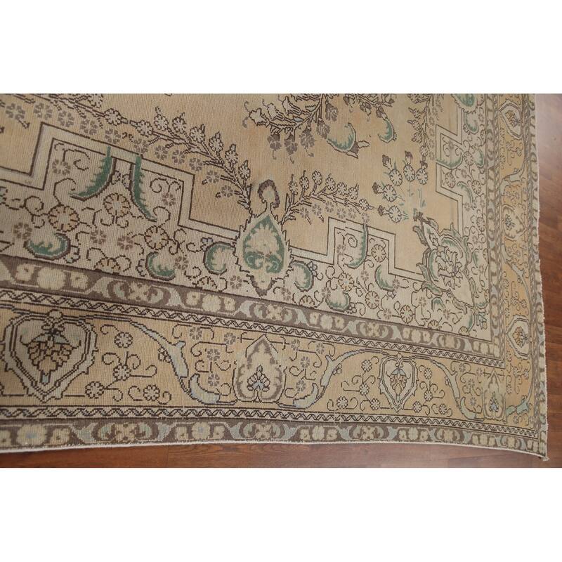 Geometric Tabriz Persian Vintage Area Rug Handmade Wool Carpet - 9'7" x 12'9"