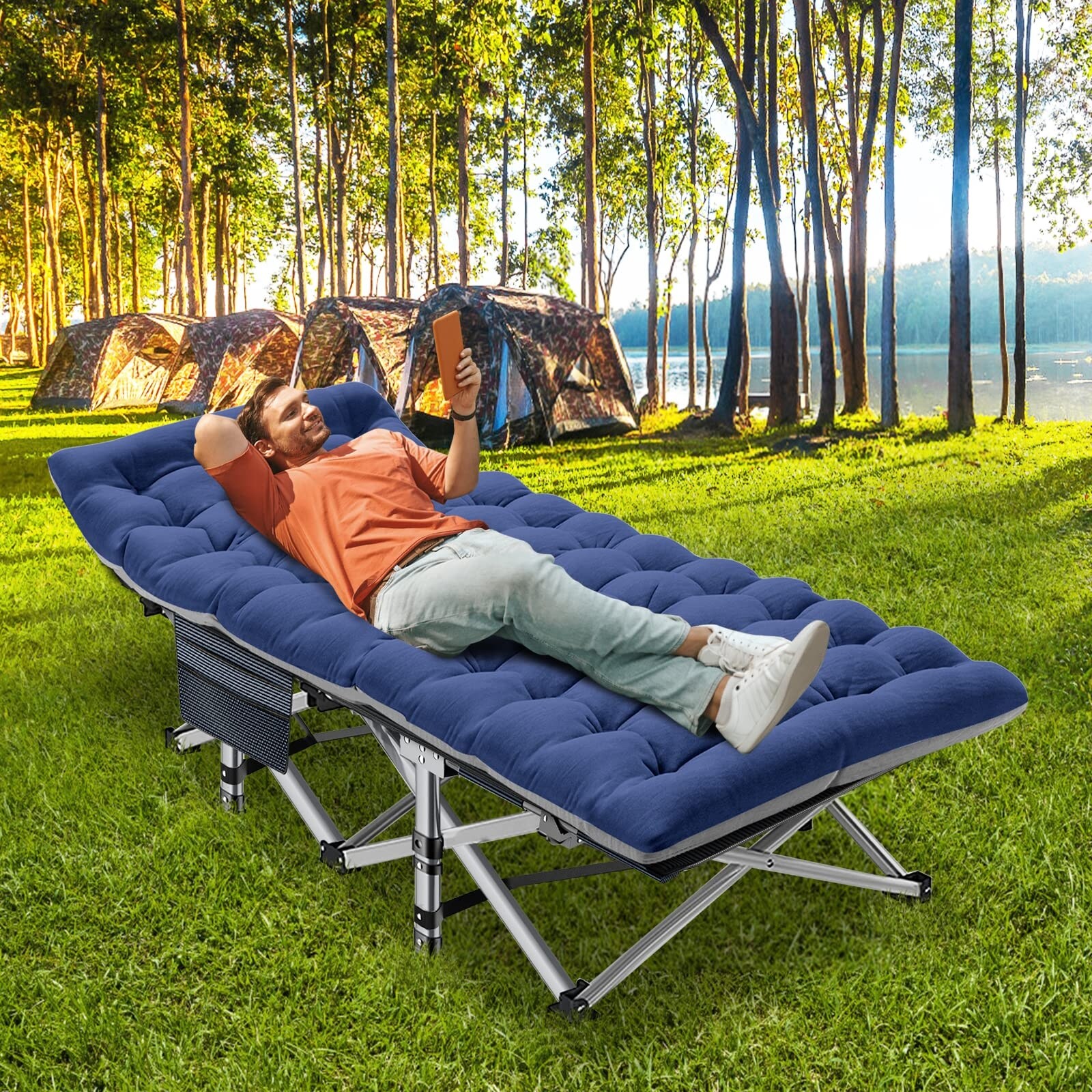 Folding travel bed top