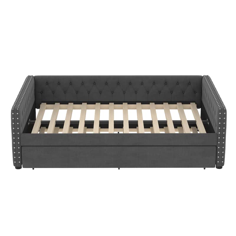 Upholstered Tufted Daybed with Trundle