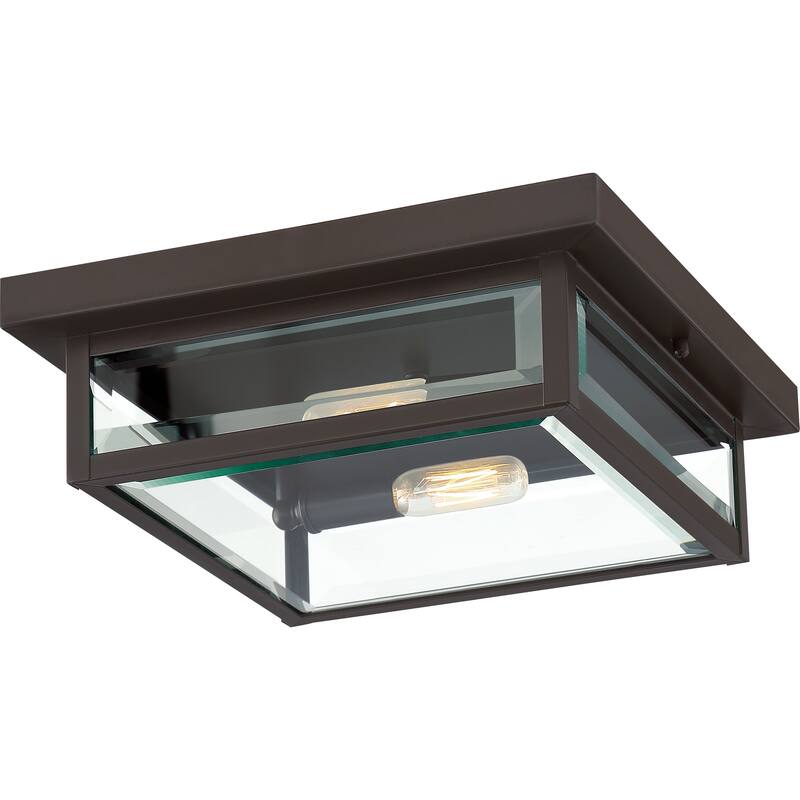 Quoizel Westover Clear Glass 2-light Outdoor Flushmount - Western Bronze