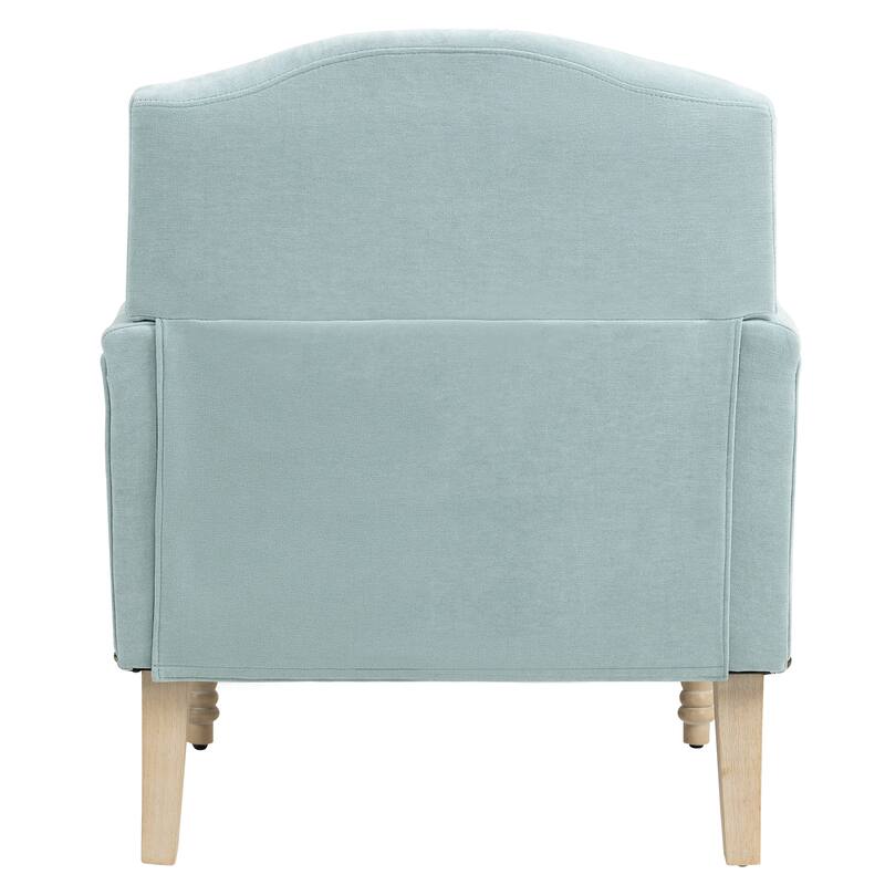High Back Upholstered Accent Chair, Small Fabric Club Chair, Reading Armchair with Wooden Legs & Nailhead Trim