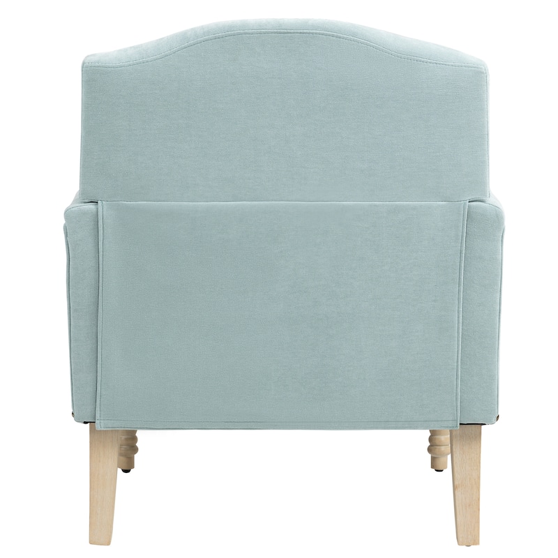 Sage Fabric Modern Accent Chair with Retro Wooden Legs, Nailhead Trim, and High-Density Foam Cushion