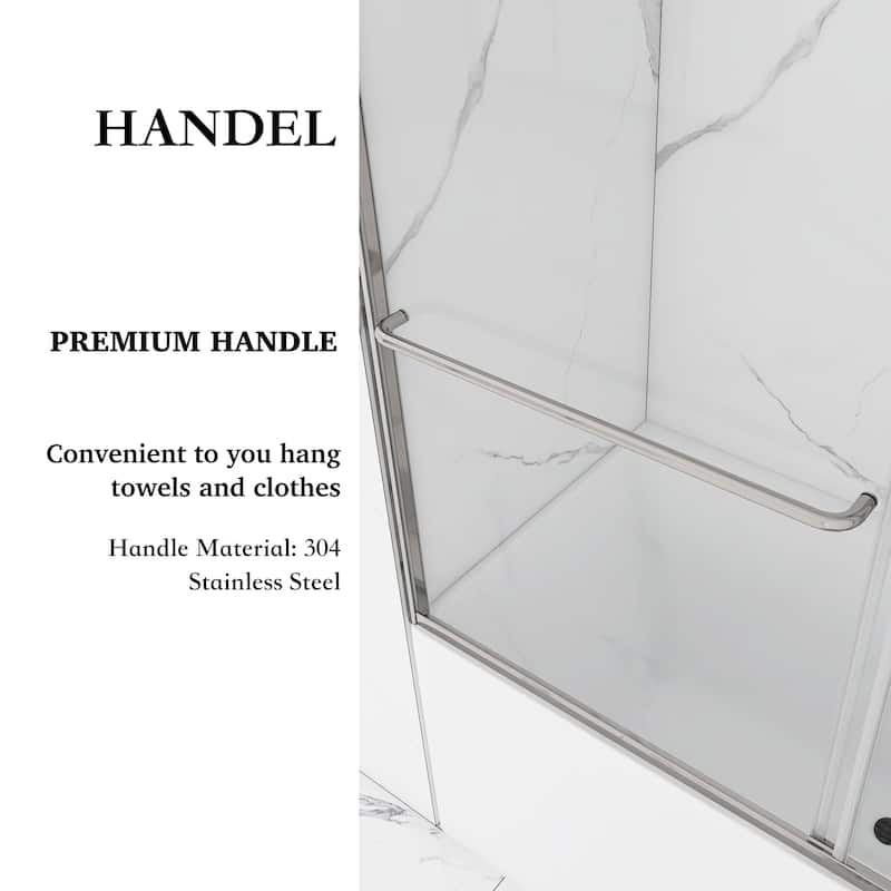 60'' x 58'' Double Sliding Tub Door in Chrome with Clear Tempered Glass
