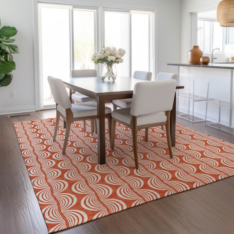 Machine Washable Indoor/ Outdoor Contemporary Chantille Rug