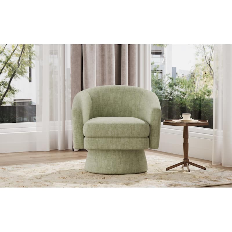 Roomfitters Contemporary 360° Swivel Barrel Chair, Premium Chenille Upholstered Accent Lounge Chair with Plush Cushioning, Green