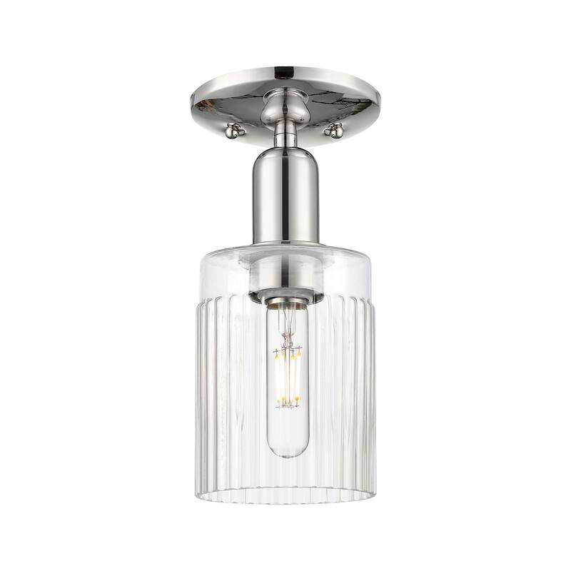 Innovations Lighting 716-1C-11-5 Hadley Semi-Flush Hadley 5" Wide - Polished Nickel / Clear
