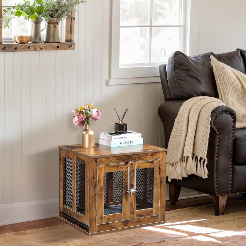 Furniture Dog Crate With Tray For Large Dogs, Indoor Aesthetic Puppy Kennel Pet House Dog Cage With Door