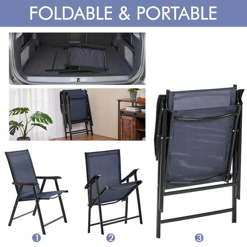 Yaheetech 4pcs Folding Dining Chairs Patio Dining Chairs with Backrest and Armrests