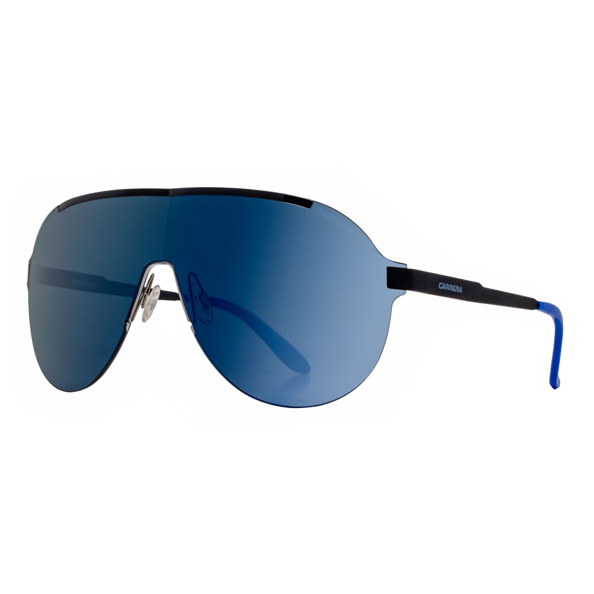 Shop Carrera 92 S Fnb 1g Matte Black Blue Mirror Shield Rimless Aviator Sunglasses Matte Black 99mm 1mm 135mm Overstock 18076563