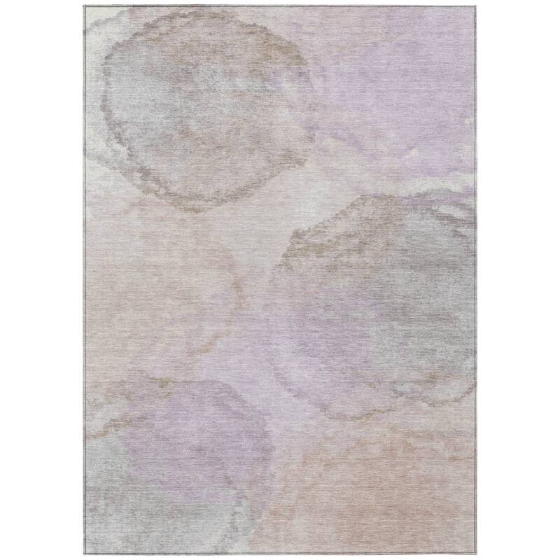 Machine Washable Indoor/ Outdoor Abstract Muted Chantille Rug