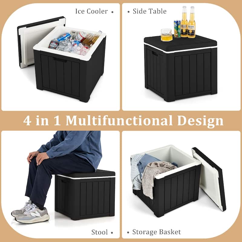 10Gallon Ice Cooler w/ Built-in Handles and Detachable Lid Brown\Black