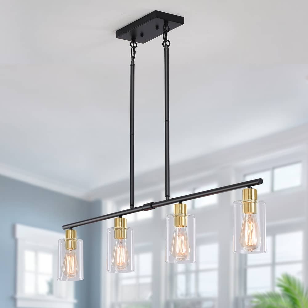 4-Light 43.7"W Kitchen Pendant Lighting witn Clear Glass Shades
