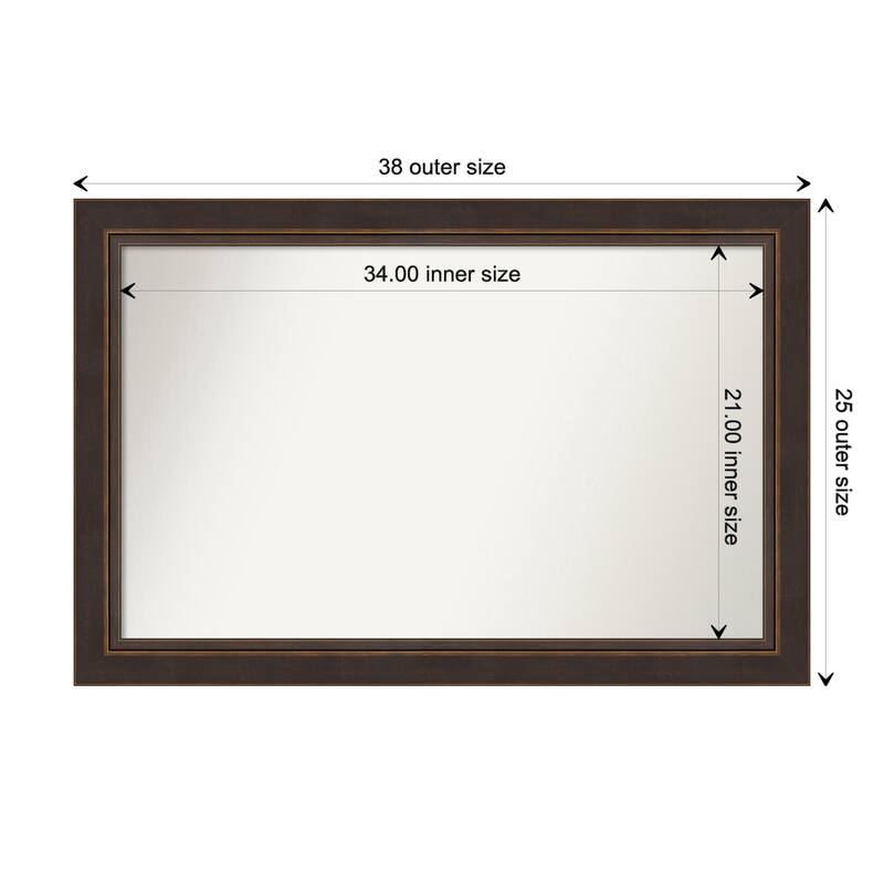 Lara Bronze Framed Non-Beveled Custom Wall Mirror, Bathroom Vanity Mirror - Outer Size: 38.5 x 25.5