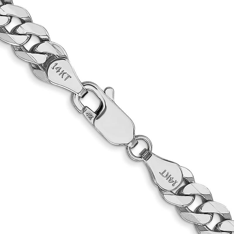 Curata 14k White Gold Solid Polished 5.2mm Flat Curb Chain Bracelet Lobster Claw