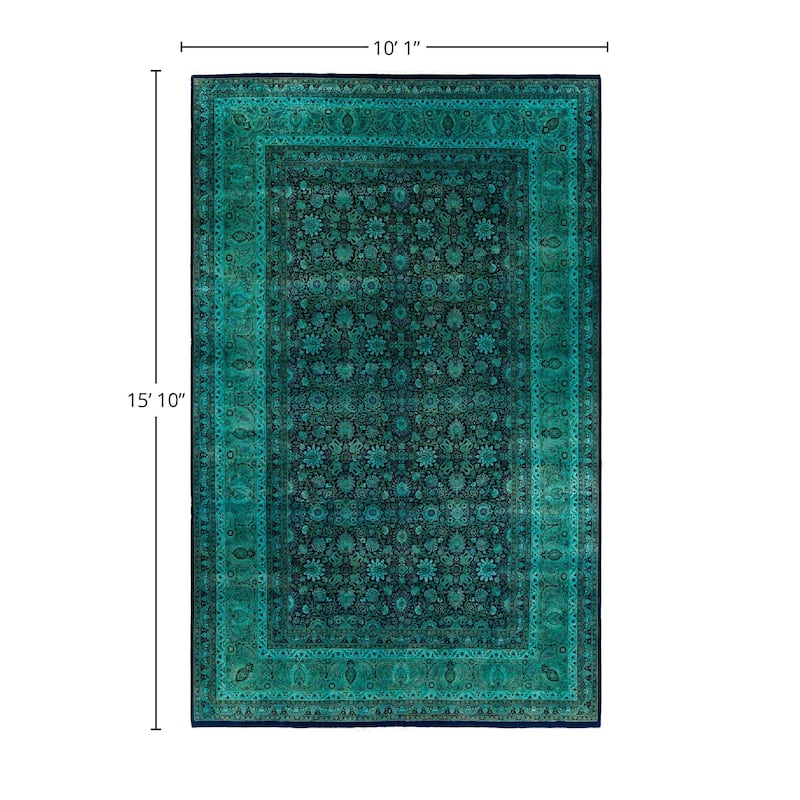 Overdyed, One-of-a-Kind Hand-Knotted Area Rug - Blue - 10' 1" x 15' 10"
