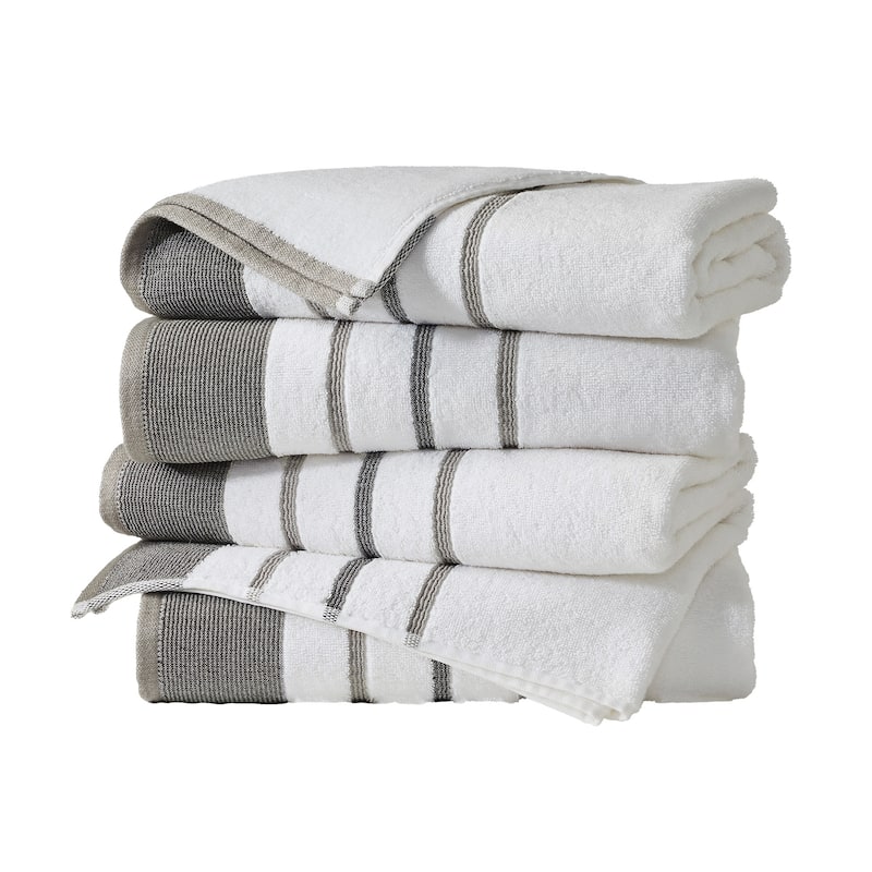 Linery & Co. Luxury Cotton Decorative Towel Set. - Bath Towel (Pack of 4) - Dark Grey / Light Grey.
