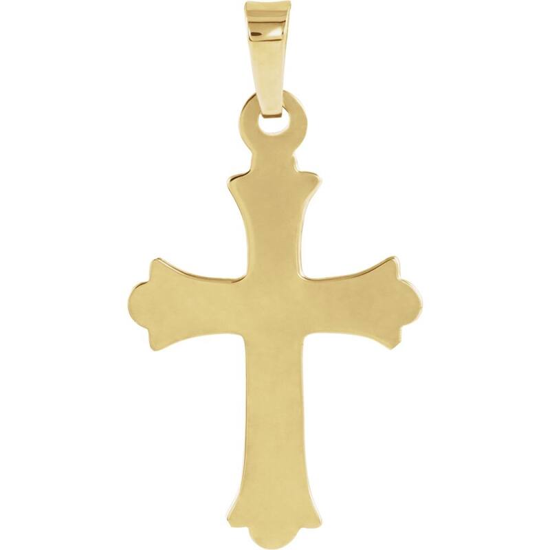 Curata 14k Yellow Gold Medium Scroll Cross Necklace, 16" 20x14.5mm
