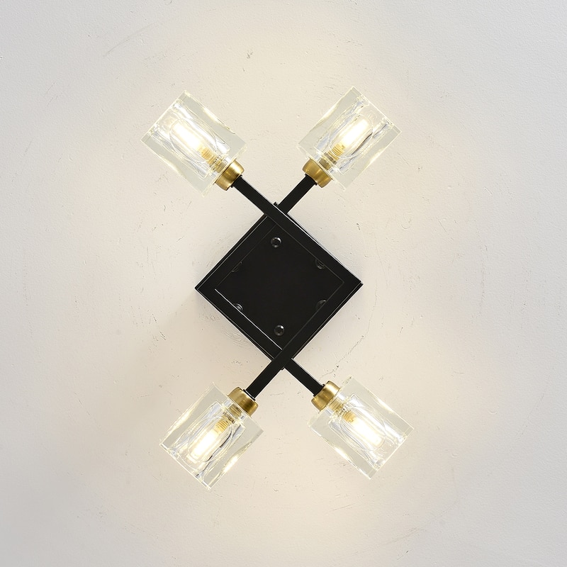 Modern Luxurious Crystal Ceiling Light, 4 Lights Modern Crystal Ceiling Light, Pendant Lamp Ceiling LightingMatte Black