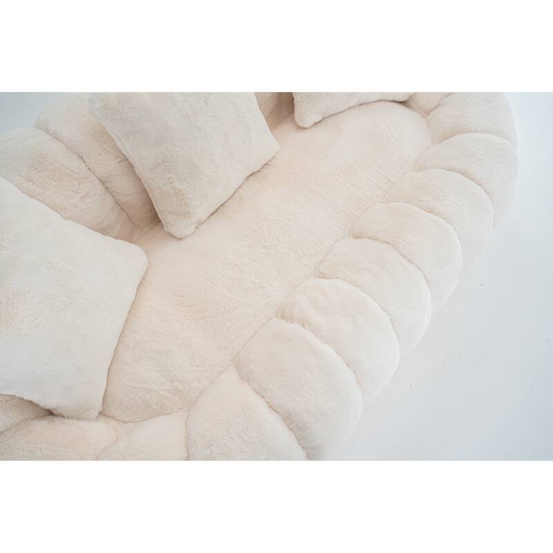 GDFStudio - Floral-Shaped 75.49" Faux Fur Loveseat Sofa with High-Density Foam