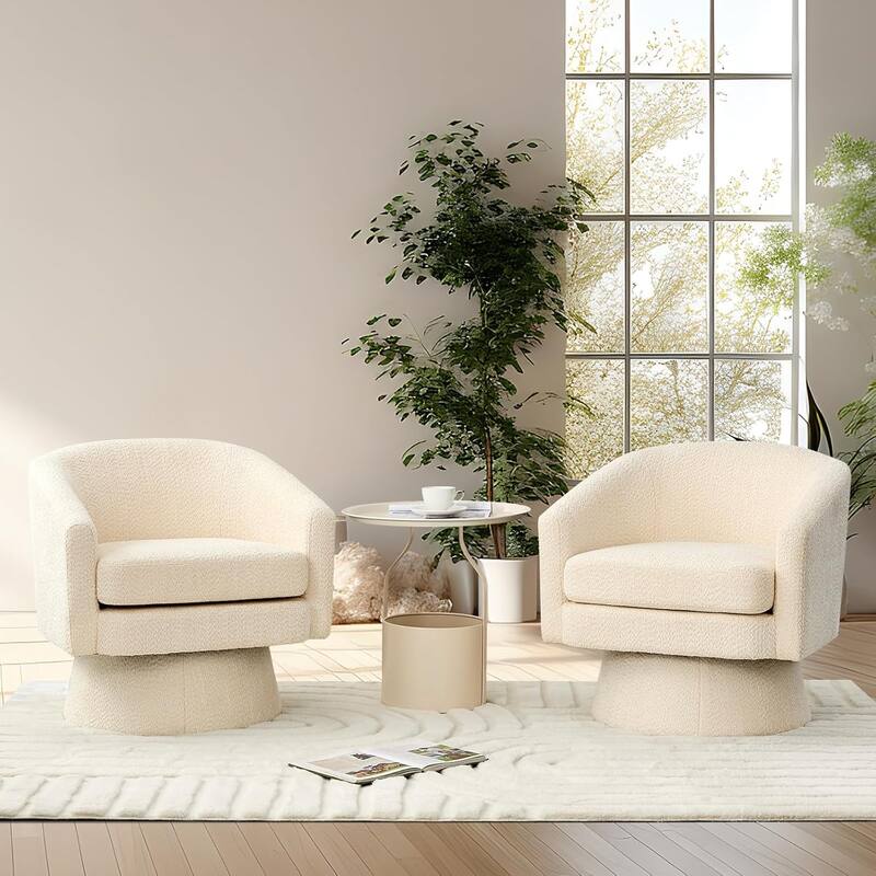 360° Swivel Accent Chair with Arms, Cozy Round Chenille Fabric