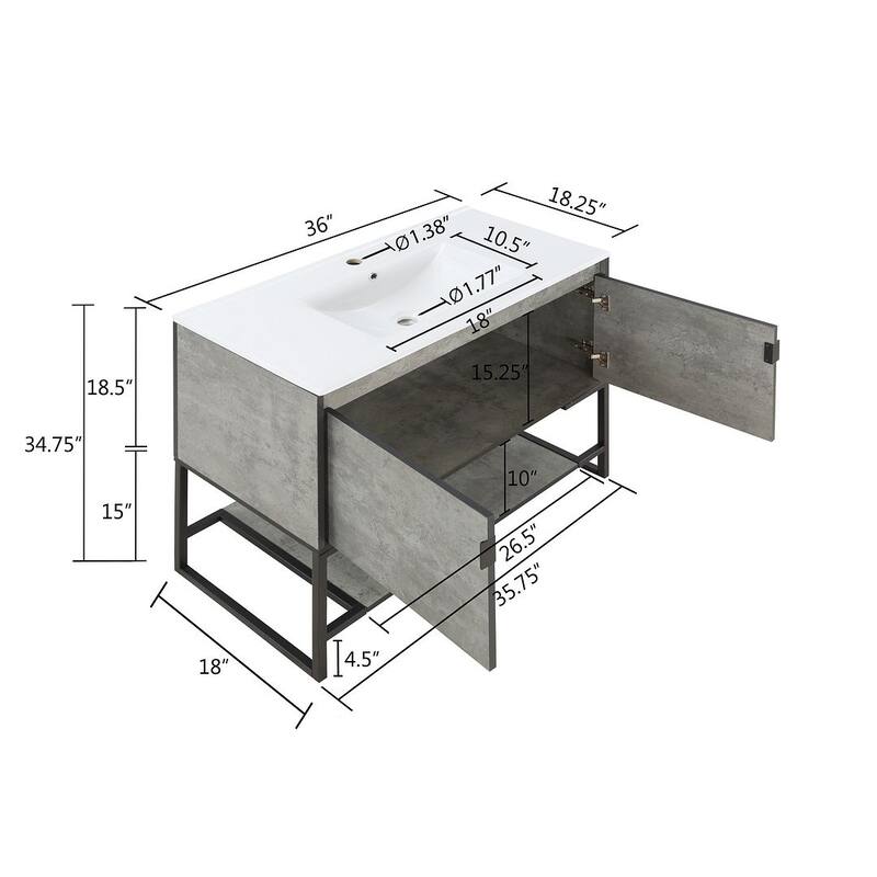 Manhattan Comfort Scarsdale 36" Bathroom Vanity Sink
