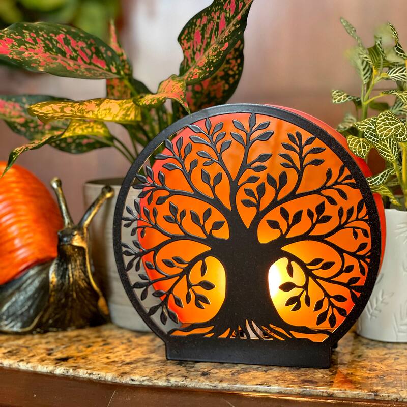 Tree Of Life Metal Accent Light - 8" Plug-In Table Lamp - 8 X 8 X 2 inches