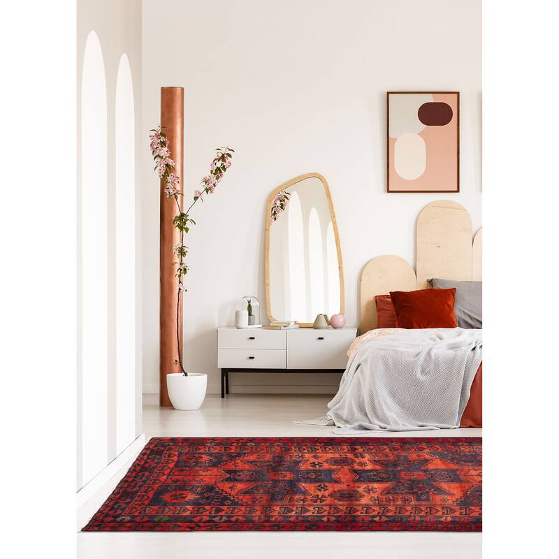 ECARPETGALLERY Hand-knotted Melis Vintage Light Red Wool Rug - 5'9 x 6'8