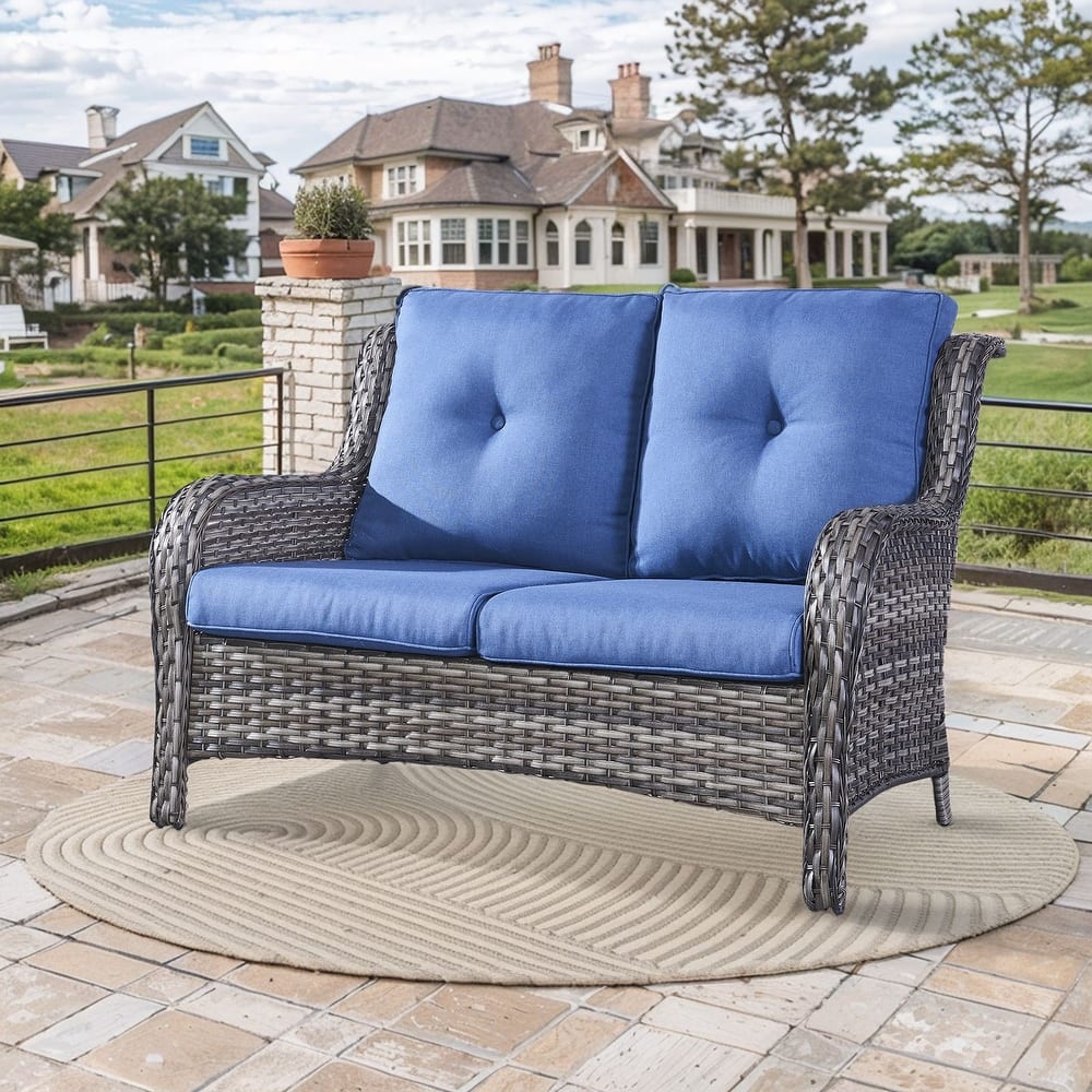 Gymojoy Stylish Patio Loveseat 2 Seat Sofa with Water-Resistant Olefin Cushions