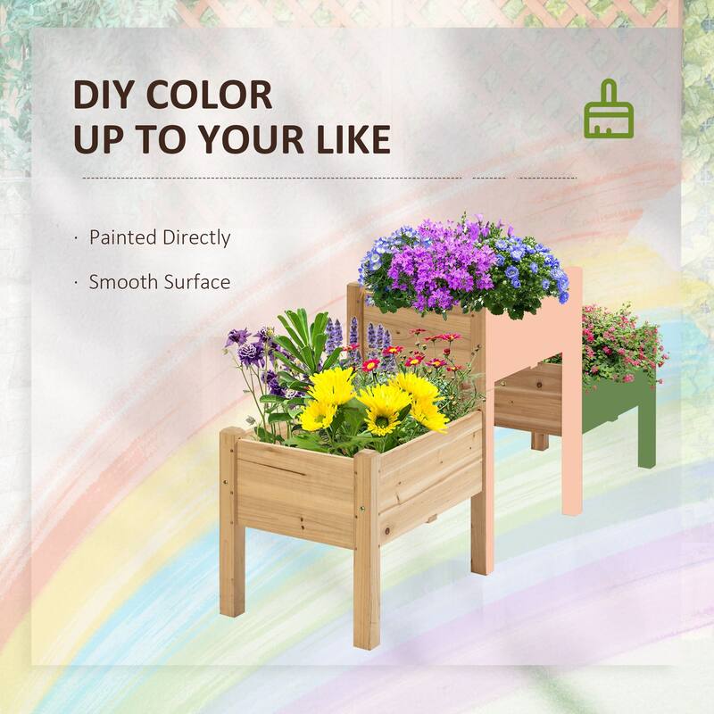Outsunny 73" x 18" x 32" 3 Tier Raised Garden Bed w/ Three Elevated Planter Box, Freestanding Wooden Plant Stand