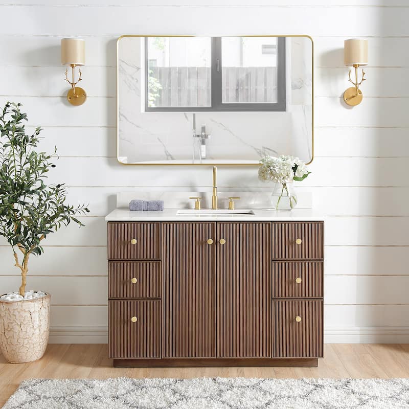 Oza Bath Vanity with Quartz Stone Top and Mirror