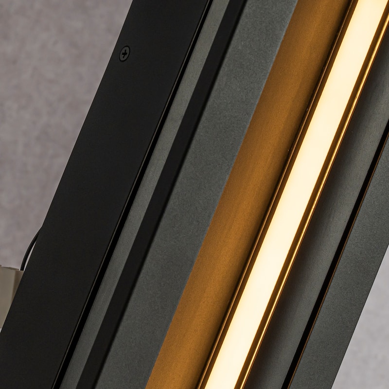 CraftHome Modern Outdoor Wall Light with Dusk to Dawn Sensor Linear Matte Black with Acrylic Shade for Porch Garage - W5''