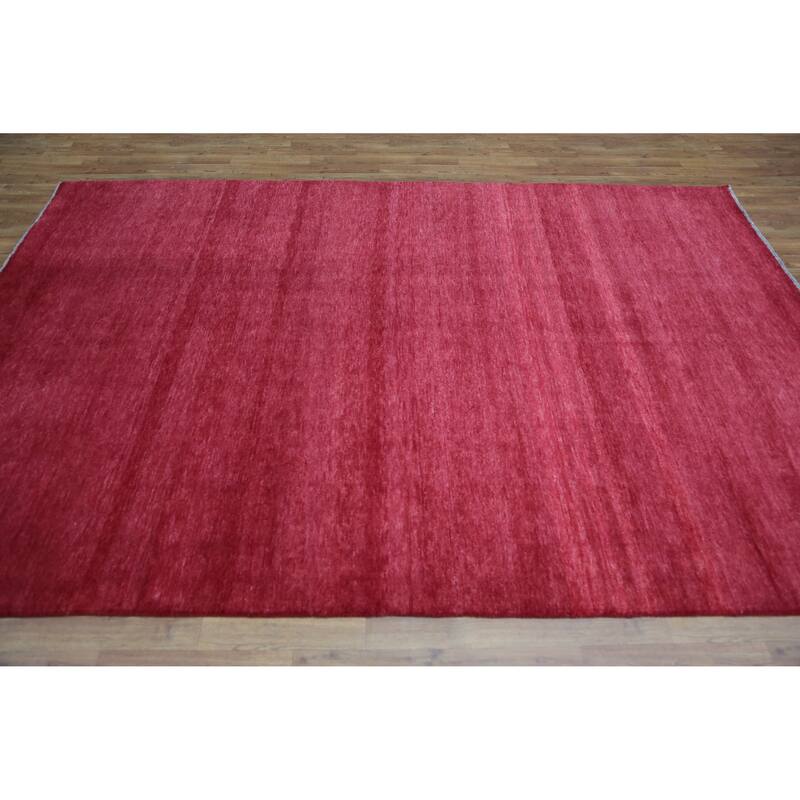 Hand Knotted Oriental 100% Wool Carpet Modern Solid Red Gabbeh Area Rug - 9' 2'' X 6' 1''