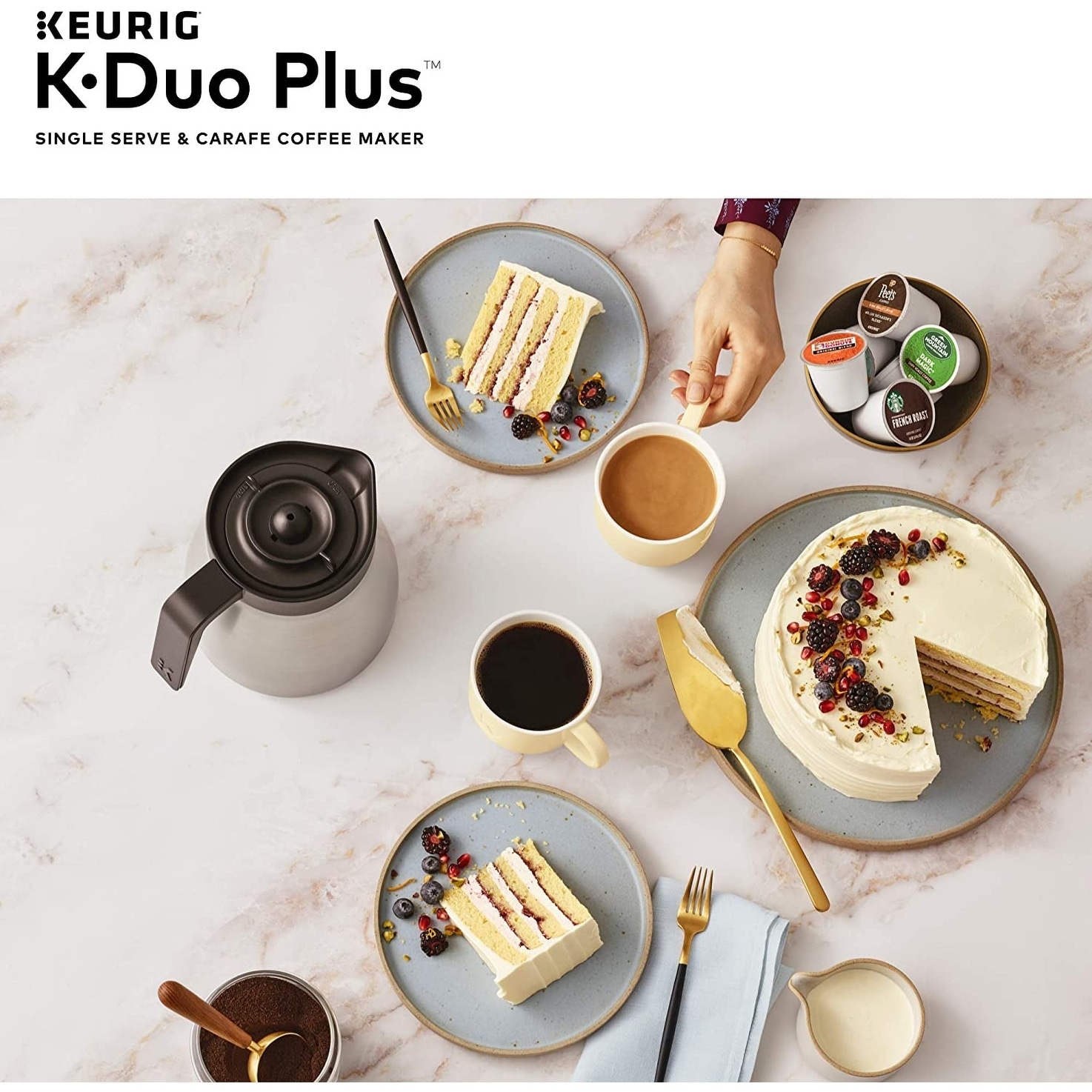 Keurig K-Duo Plus Coffee Maker w/ 36 K-Cups & Ground Coffee 