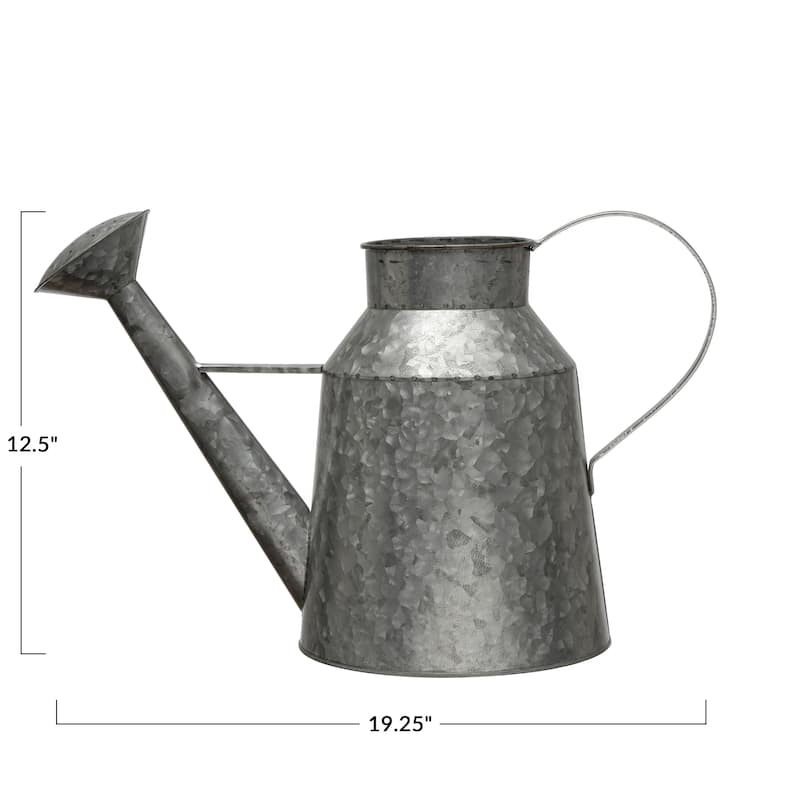 Galvanized Metal Watering Can - 19.1"L x 8.9"W x 12.6"H