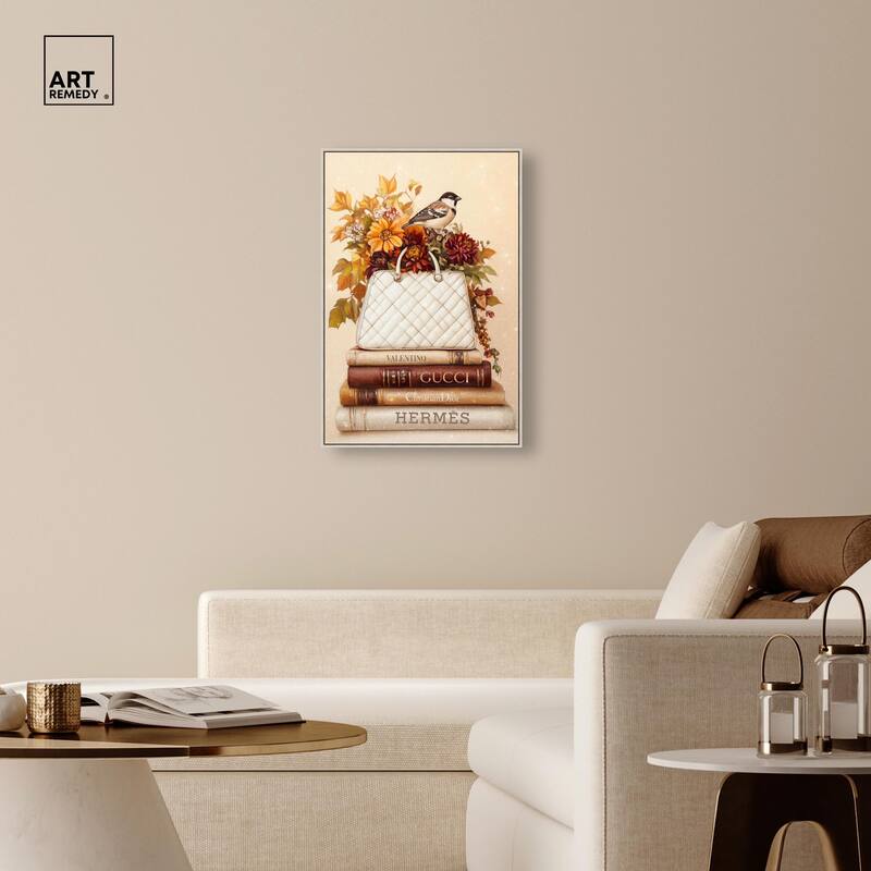 Little Bird Fall Flowers Glam Canvas by Art Remedy