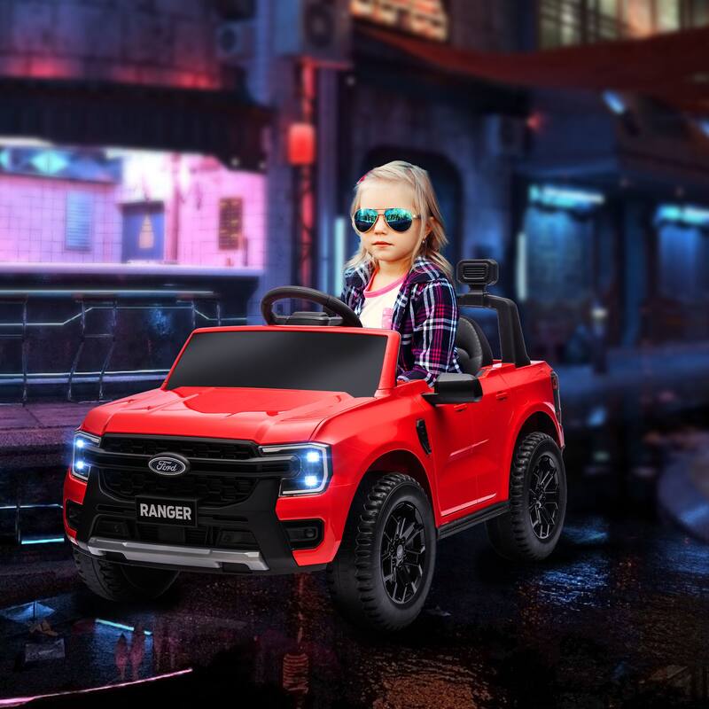 12V Ford Ranger Licensed Electric Kids Ride On Car with Parental Remote, Suspension, LED Lights and Music Horn for Toddlers