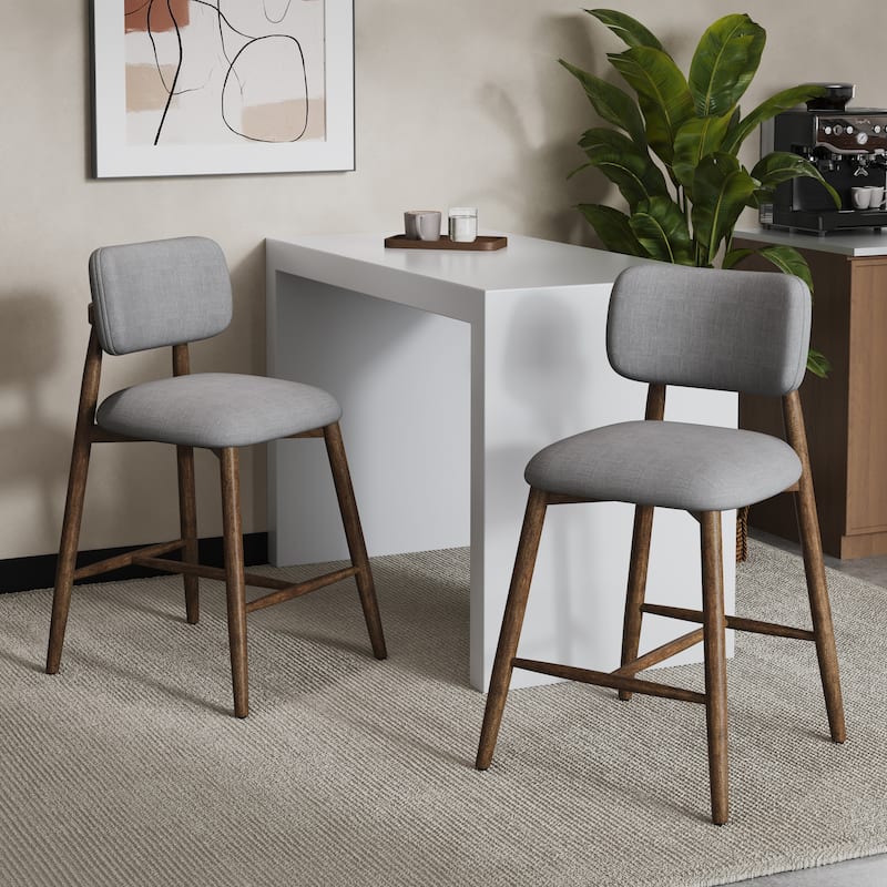 Christopher Knight Home - Monteria Modern Upholstered Bar Stool with Padded Seat & Curved Backrest, Set of 2 - 22.83"W - Brown+Gray