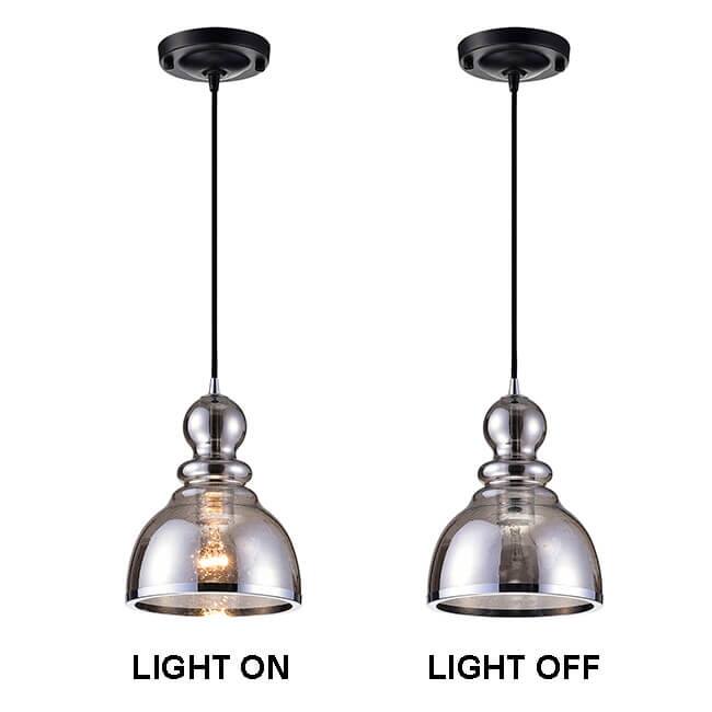 Alita Antique Black Pendant with Smoked Bubble Glass and Chrome Edge