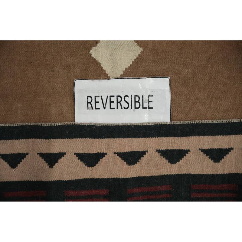 Hand Woven Oriental 100% Wool Carpet Southwestern Tribal Brown Kilim Area Rug - 11' 4'' X 8' 5''