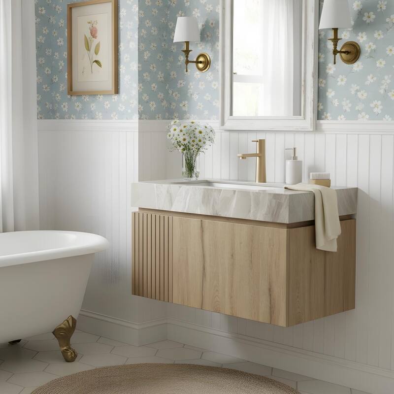 Floating Bathroom Vanity with 1 Pre-drilled Faucet Holes