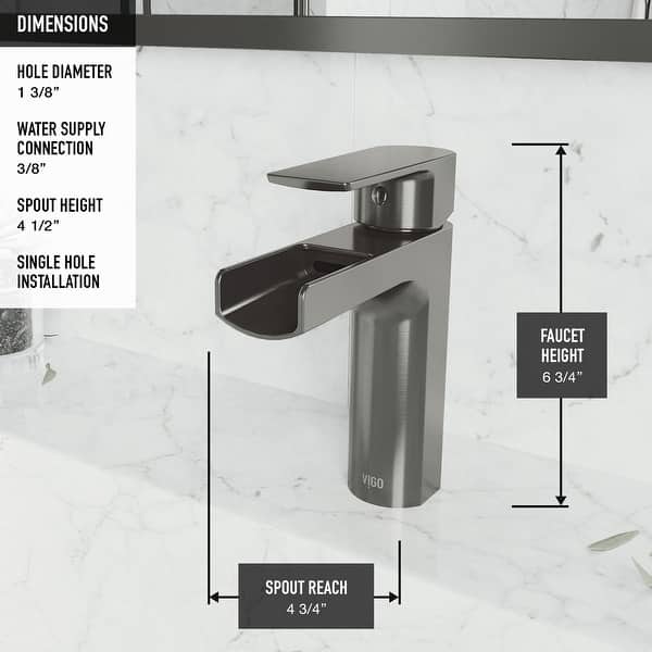 dimension image slide 3 of 5, VIGO Ileana Single Hole Bathroom Faucet