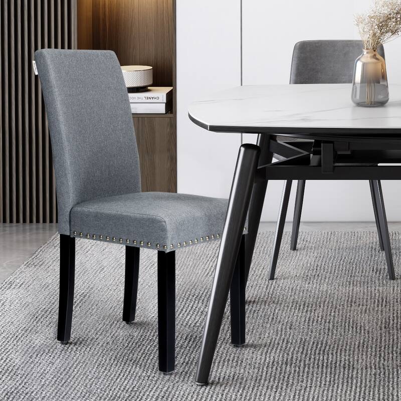 Costway Set of 4 Fabric Dining Chairs w/Nailhead Trim - See Description
